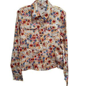 New AMI Women's Floral Print Long Sleeve Button Front Jacket with‎ 4 Pockets
